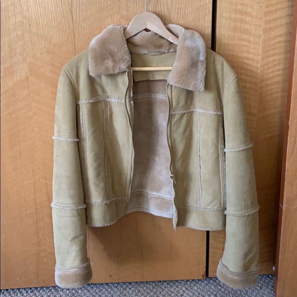 Ensign Suede Tan Fur Winter Bomber Coat